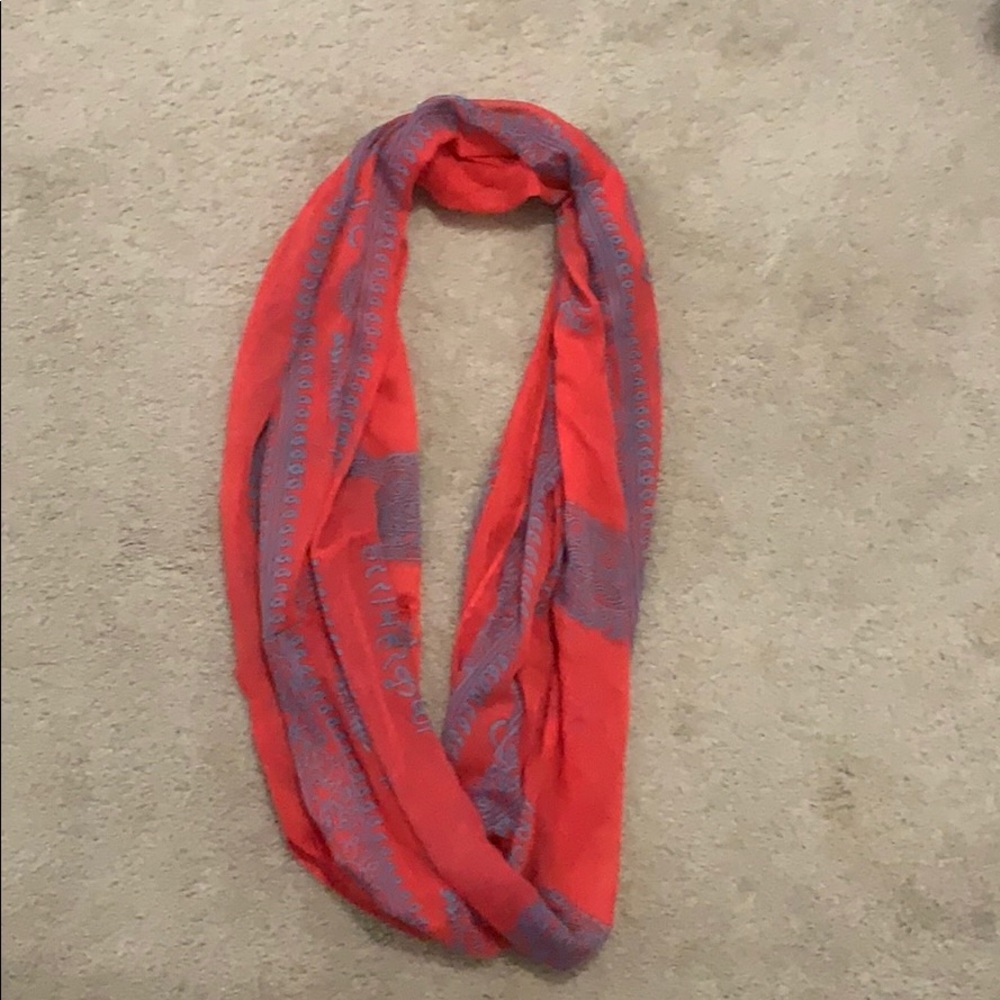 Coral & blue infinity scarf